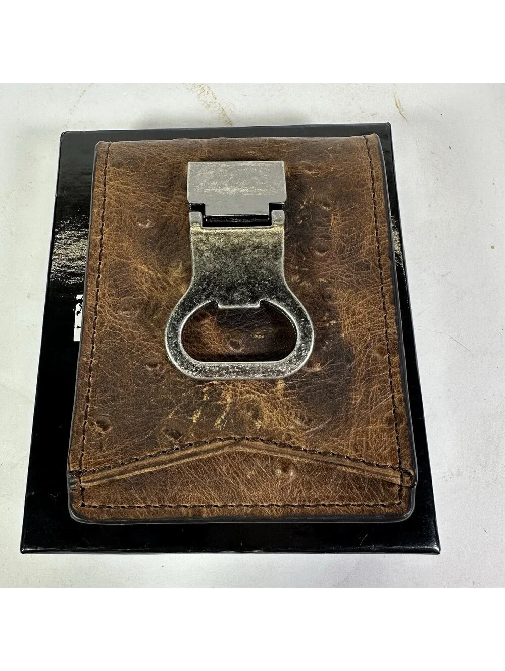 DBL Barrel Genuine Leather Money Clip Wallet Bottle Opener Slim Fit